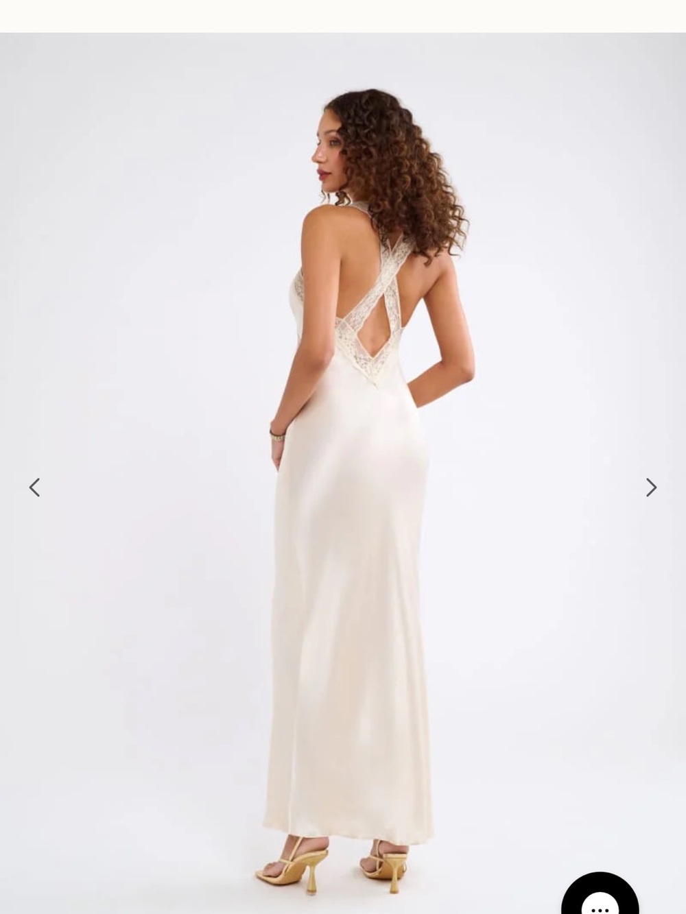 Crossroads Maxi Dress Lace-Trim Satin Slip Dress in Ivory - Picture 3 of 9